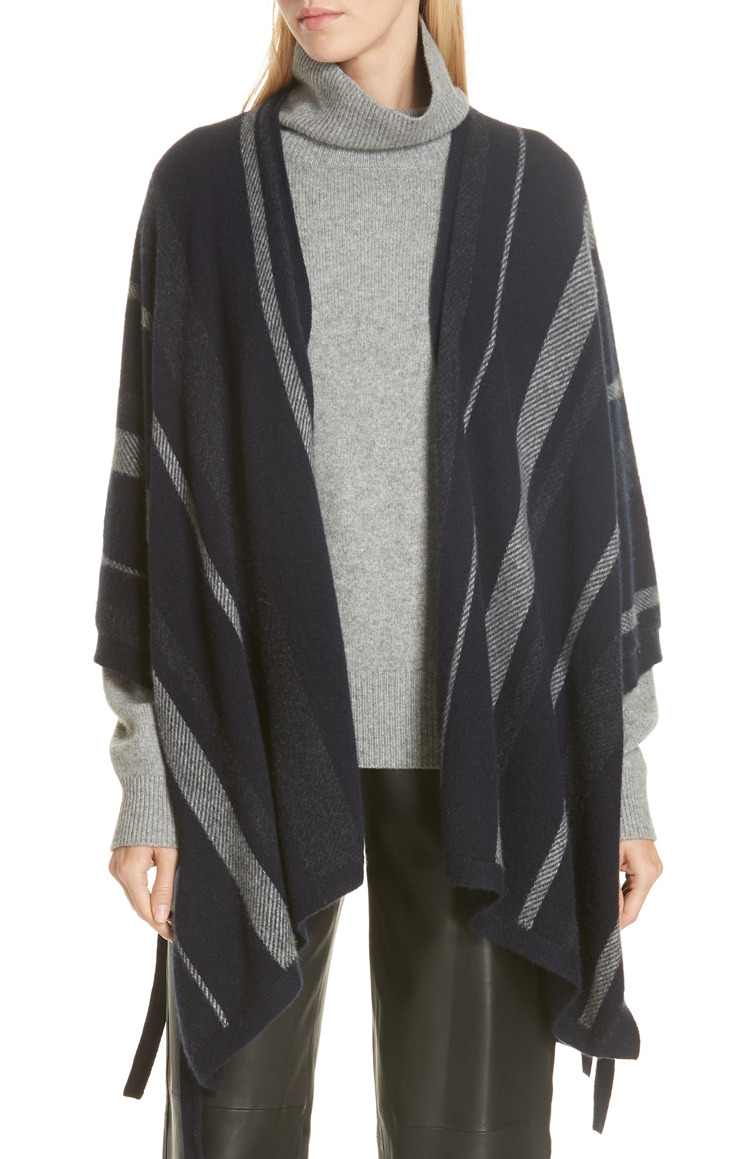 Vince Stripe Cashmere Poncho Wrap Nordstrom