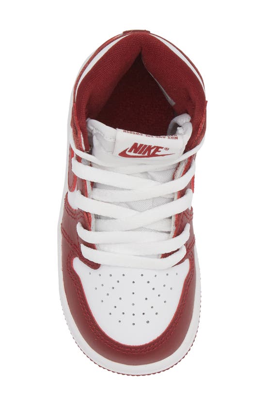 Shop Jordan Kids' Air  1 Retro High Top Sneaker In White/ Team Red