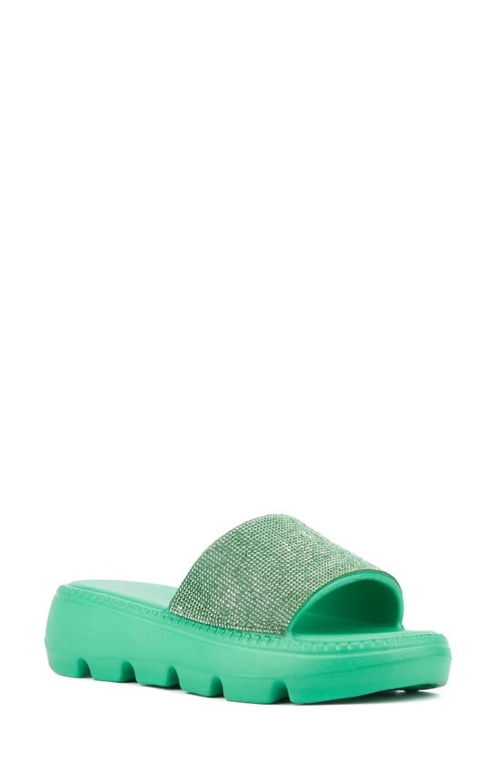 Shop Olivia Miller Glitter Gaze Platform Slide Sandal In Green