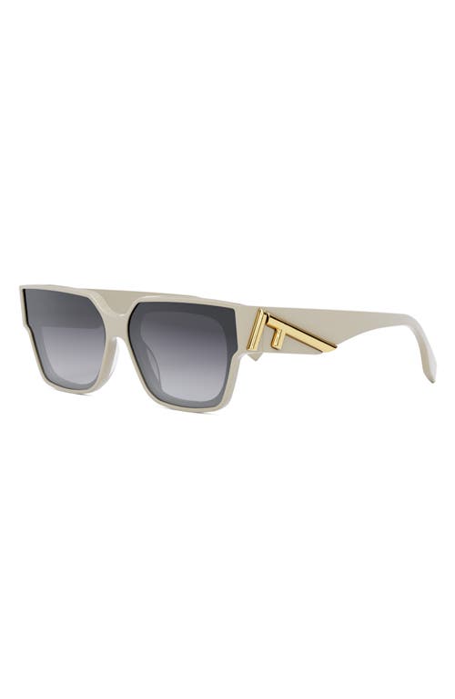 Shop Fendi ' First 63mm Rectangular Sunglasses In Ivory/gradient Smoke
