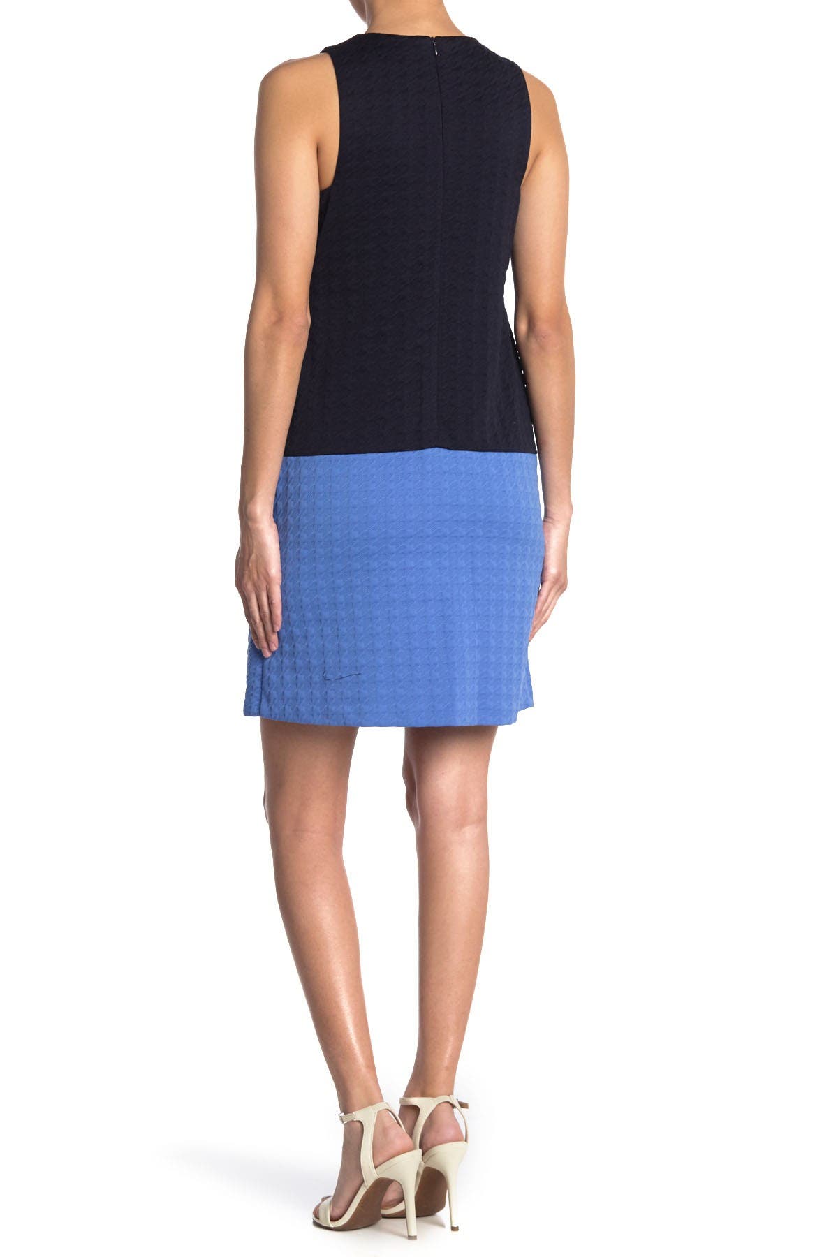 Eliza J Sleeveless Colorblock Shift Dress In Medium Blue1