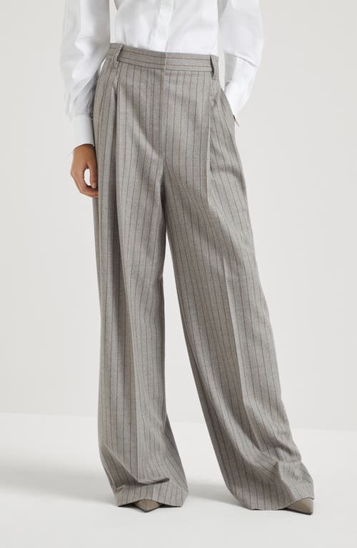 Shop Brunello Cucinelli Wide Trousers In Taupe