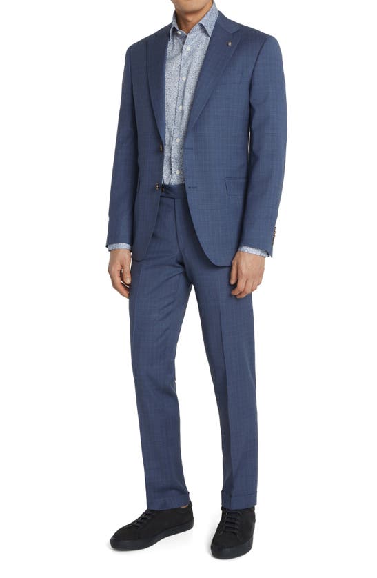 Jack Victor Esprit Soft Constructed Plaid Stretch Wool Suit In Blue ...