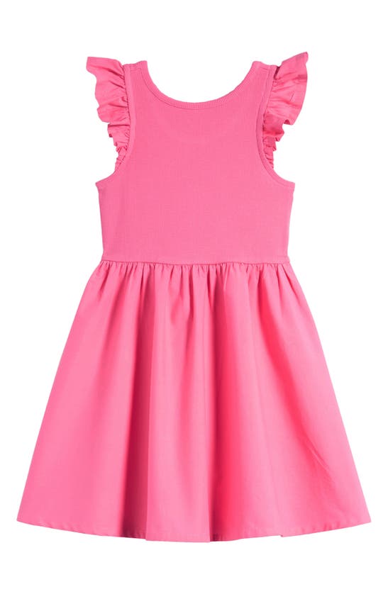 Shop Nordstrom Kids' Flutter Sleeve Cotton Dress In Pink Sunset