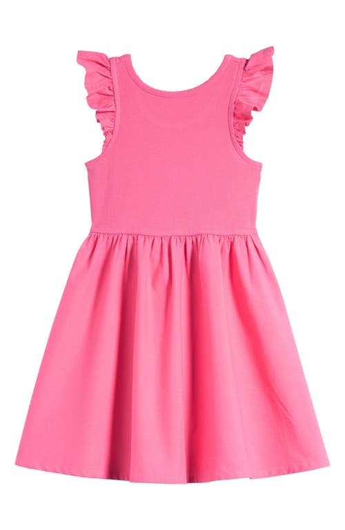 Nordstrom Kids' Flutter Sleeve Cotton Dress in Pink Sunset 