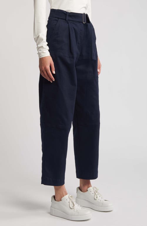 Hugo Boss Boss Takane Belted High Waist Crop Pants In Sky Captain