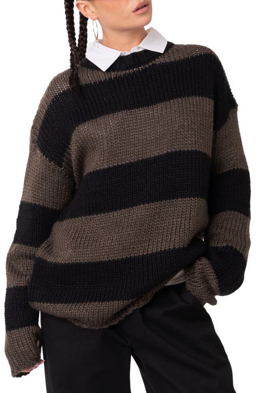 EDIKTED Oversized Stripe Crewneck Sweater in Mix at Nordstrom, Size X-Small