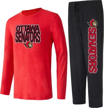 CONCEPTS SPORT Men's Concepts Sport Black/Red Ottawa Senators Meter Long  Sleeve T-Shirt & Pants Sleep Set
