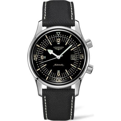 Longines Legend Diver Automatic Leather Strap Watch, 42Mm