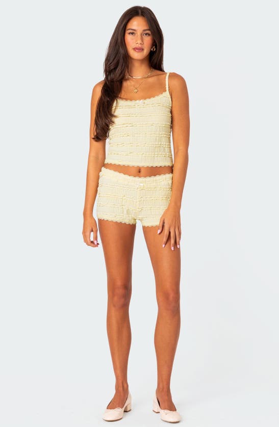 Shop Edikted Lucy Ruffled Lace Crop Camisole In Yellow