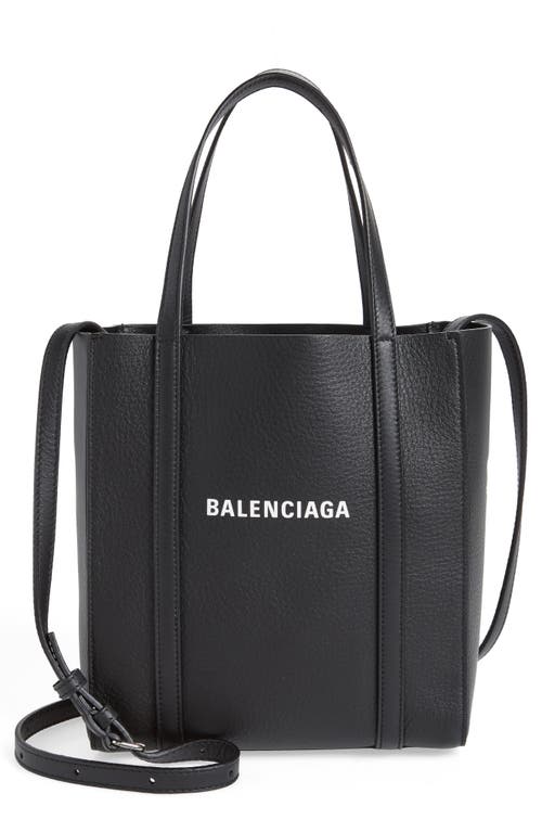Extra Small Everyday Logo Leather Tote in Black/White