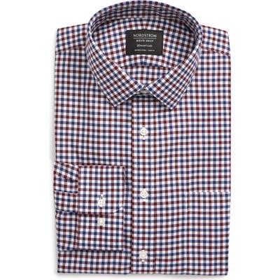 Nordstrom Shop Smartcare(TM) Trim Fit Check Dress Shirt - Burgundy