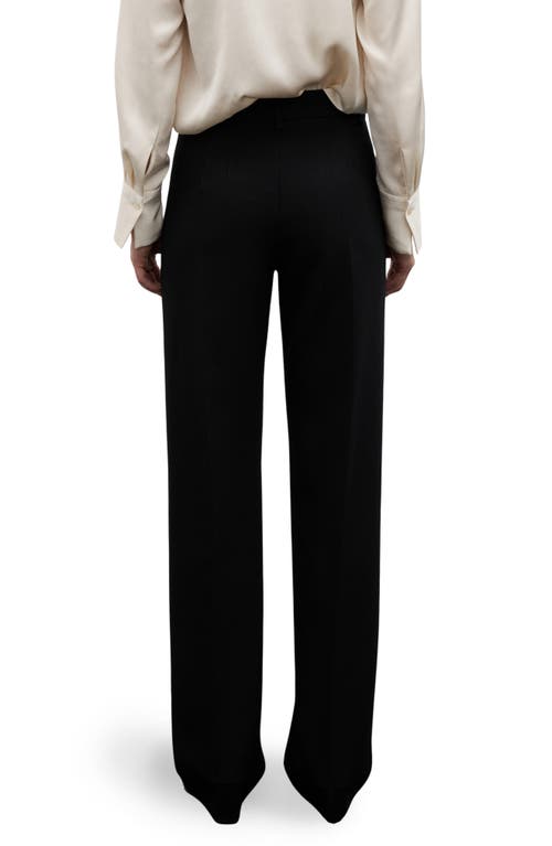 Mango Decorative Seam Stretch Straight Leg Pants In Black