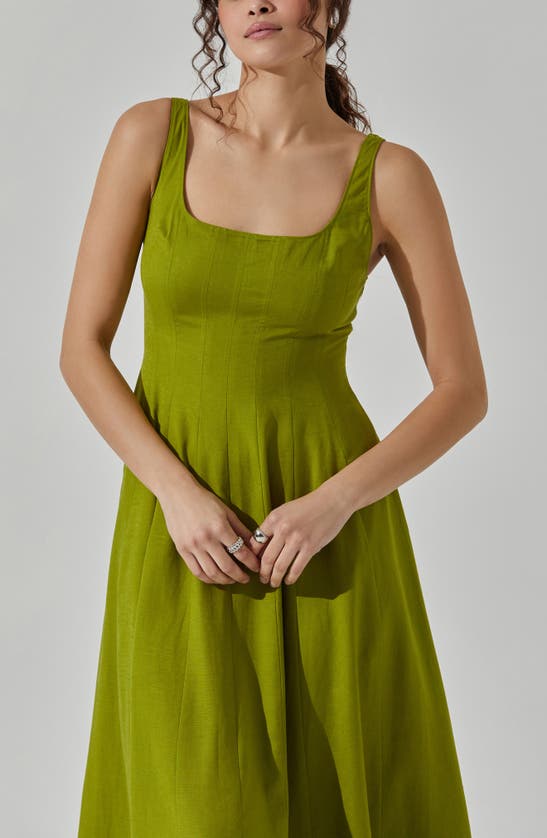 Shop Astr The Label Square Neck Midi Dress In Green