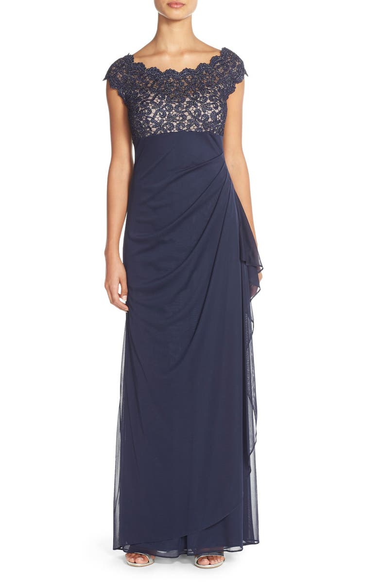 Xscape Metallic Lace & Jersey Gown (Regular & Petite) | Nordstrom