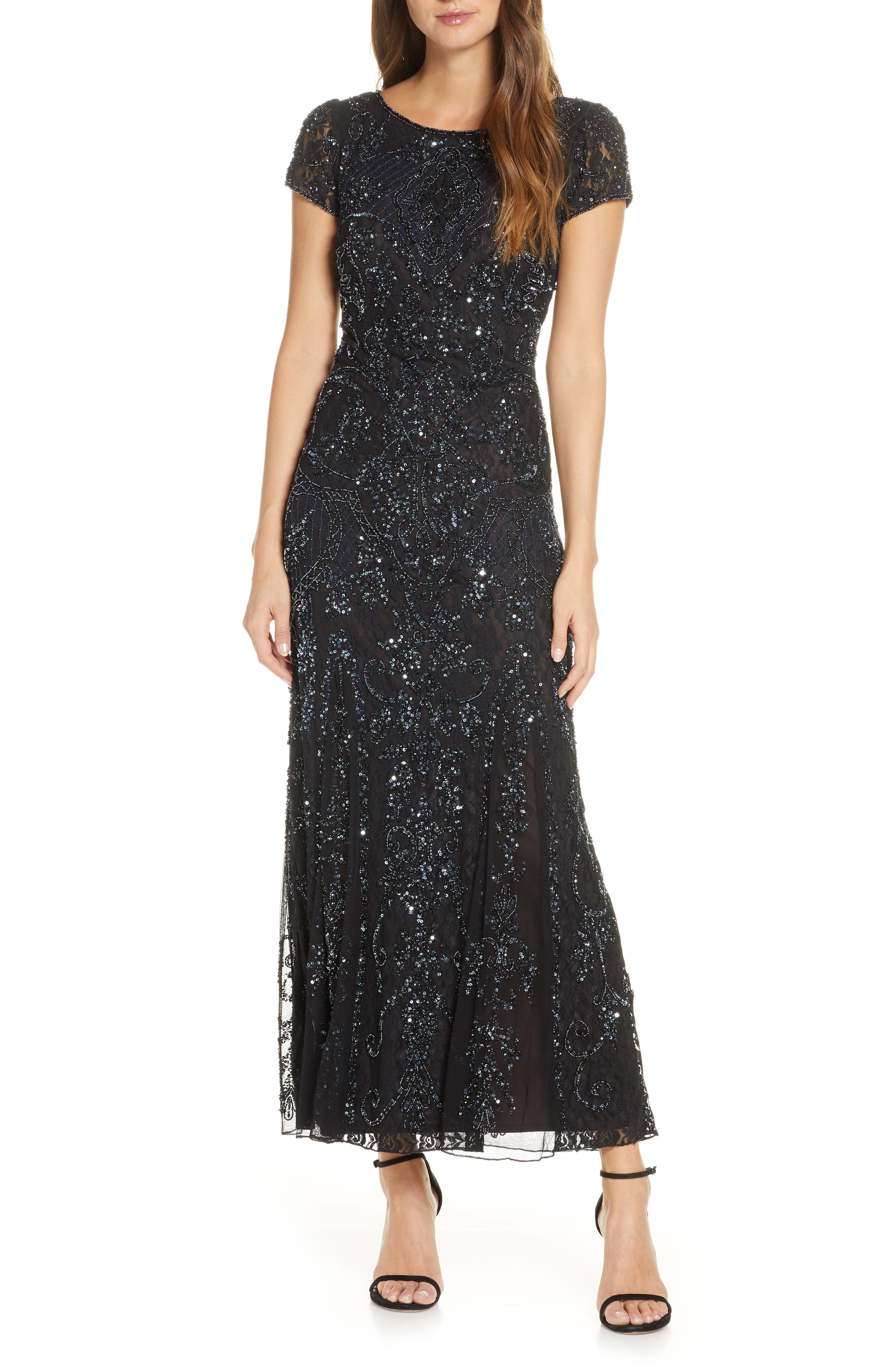 Pisarro Nights Embellished Lace Gown 