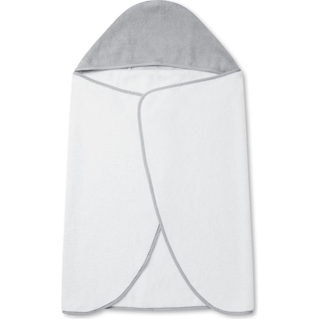 Mori Hooded Towel In White/grey