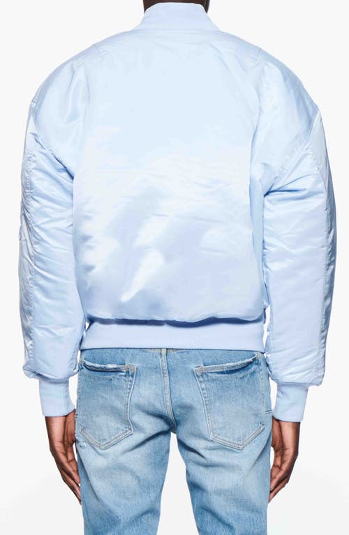 Shop Purple Brand Oversize Satin Bomber Jacket In Blue