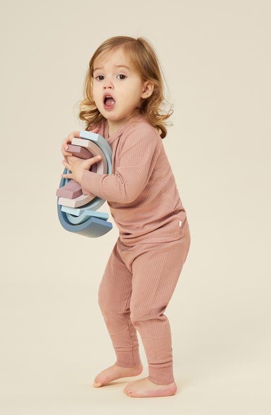 Mori Rib Fitted Two-piece Pajamas In Ribbed Rose