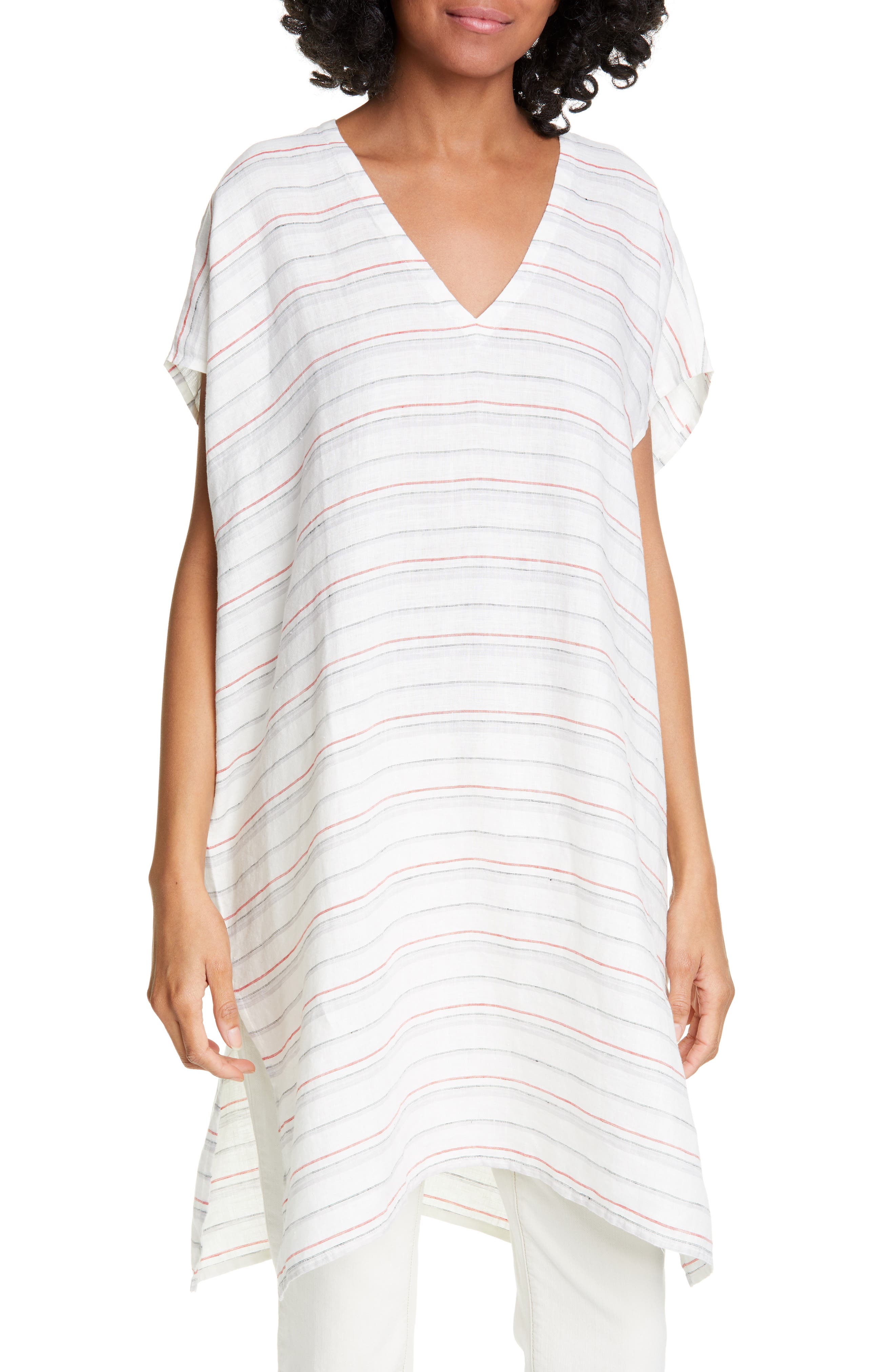 Eileen Fisher Stripe Organic Linen Tunic Nordstrom