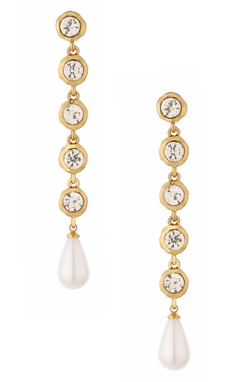 Ettika Imitation Pearl Dangle Earrings in Gold