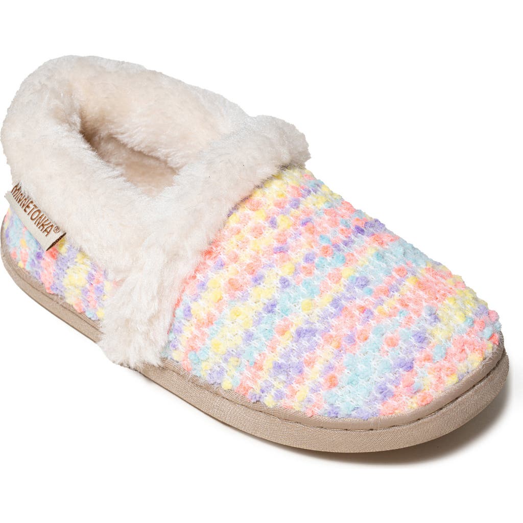 Minnetonka Kids' Daina Faux Fur Lined Slipper In Pink Multi