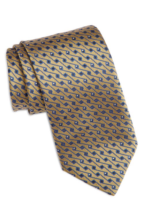 Canali Novelty Geometric Silk Tie In Gold