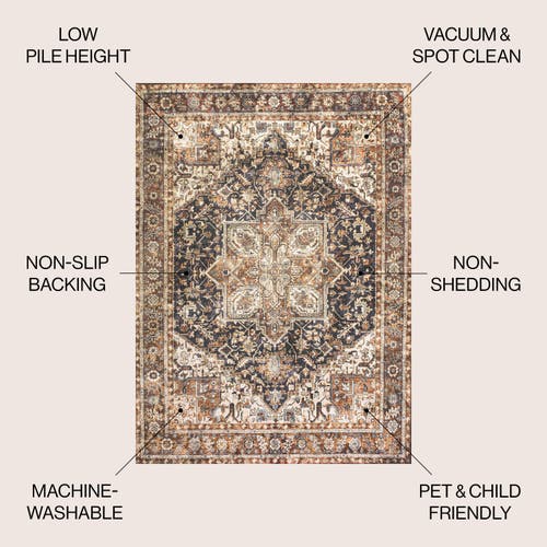 Jonathan Y Chapell Chenille Traditional Medallion Machine-washable Area Rug In Black/terra