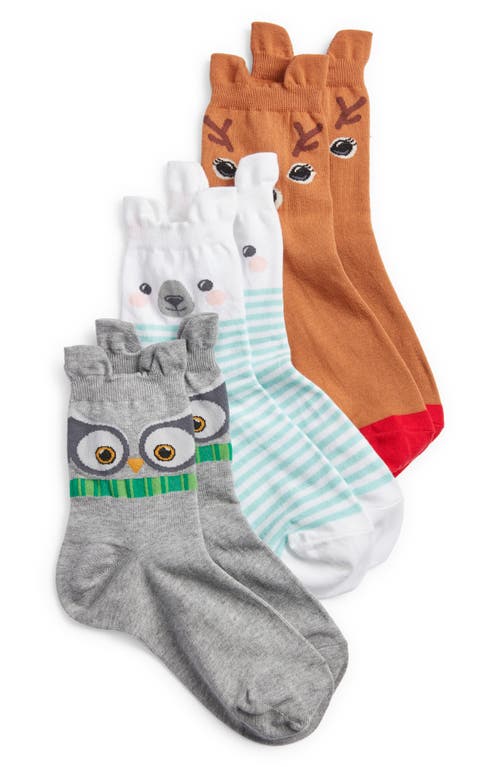 Hot Sox Animal Assorted 3-Pack Cotton Blend Crew Socks in Asst at Nordstrom