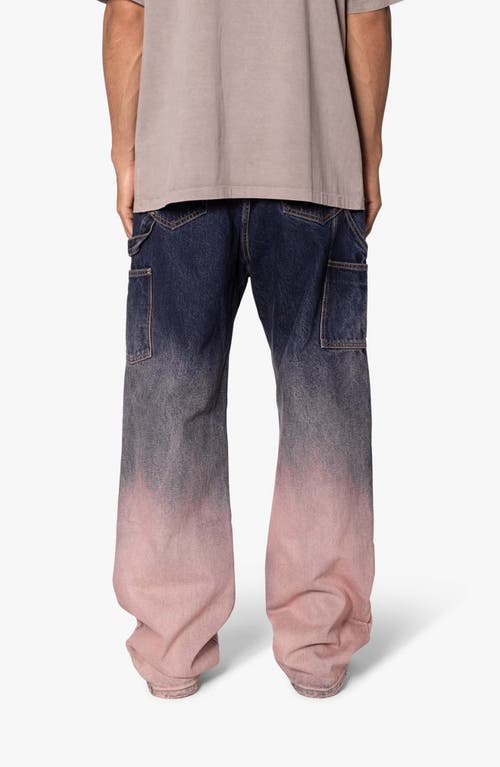Mnml Gradient Nonstretch Ultra Baggy Carpenter Jeans In Blue/pink