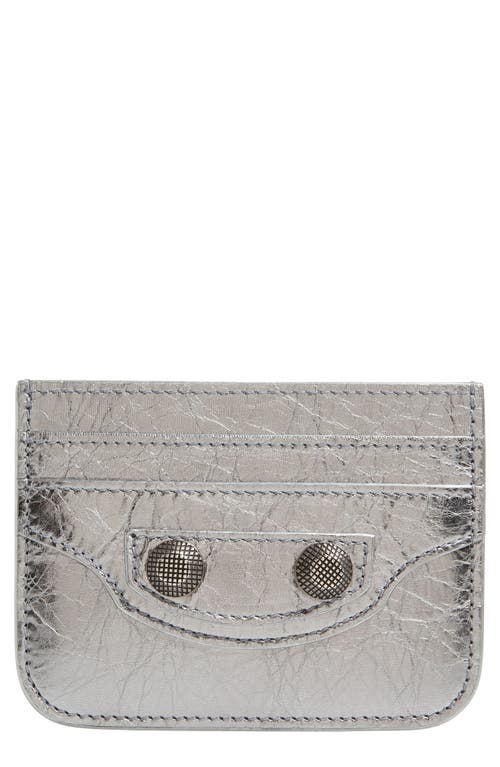 Balenciaga Le Cagole Lambskin Leather Card Holder in Silver at Nordstrom