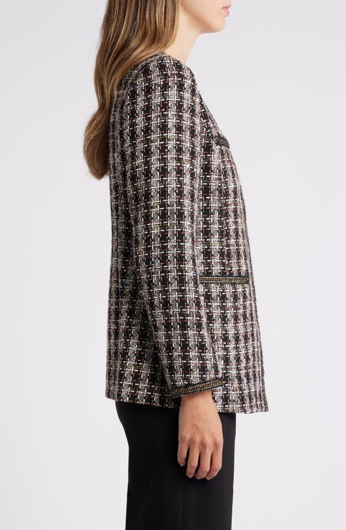 Shop Anne Klein Metallic Tweed Jacket In Anne Black Multi