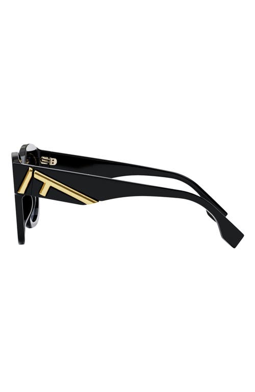 Shop Fendi ' First 63mm Square Sunglasses In Shiny Black/gradient Blue