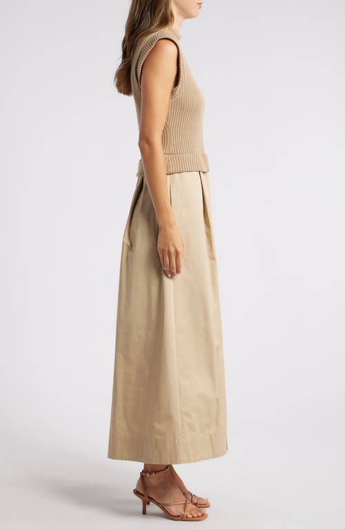 Shop Du Paradis Natalie Mixed Media Maxi Dress In Almond Taupe