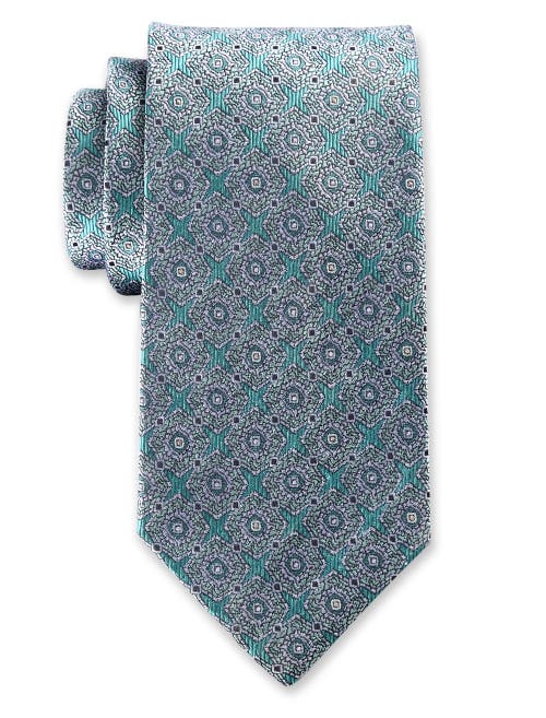 Shop Oak Hill Premium By Dxl Medallion Silk Tie In Aqua