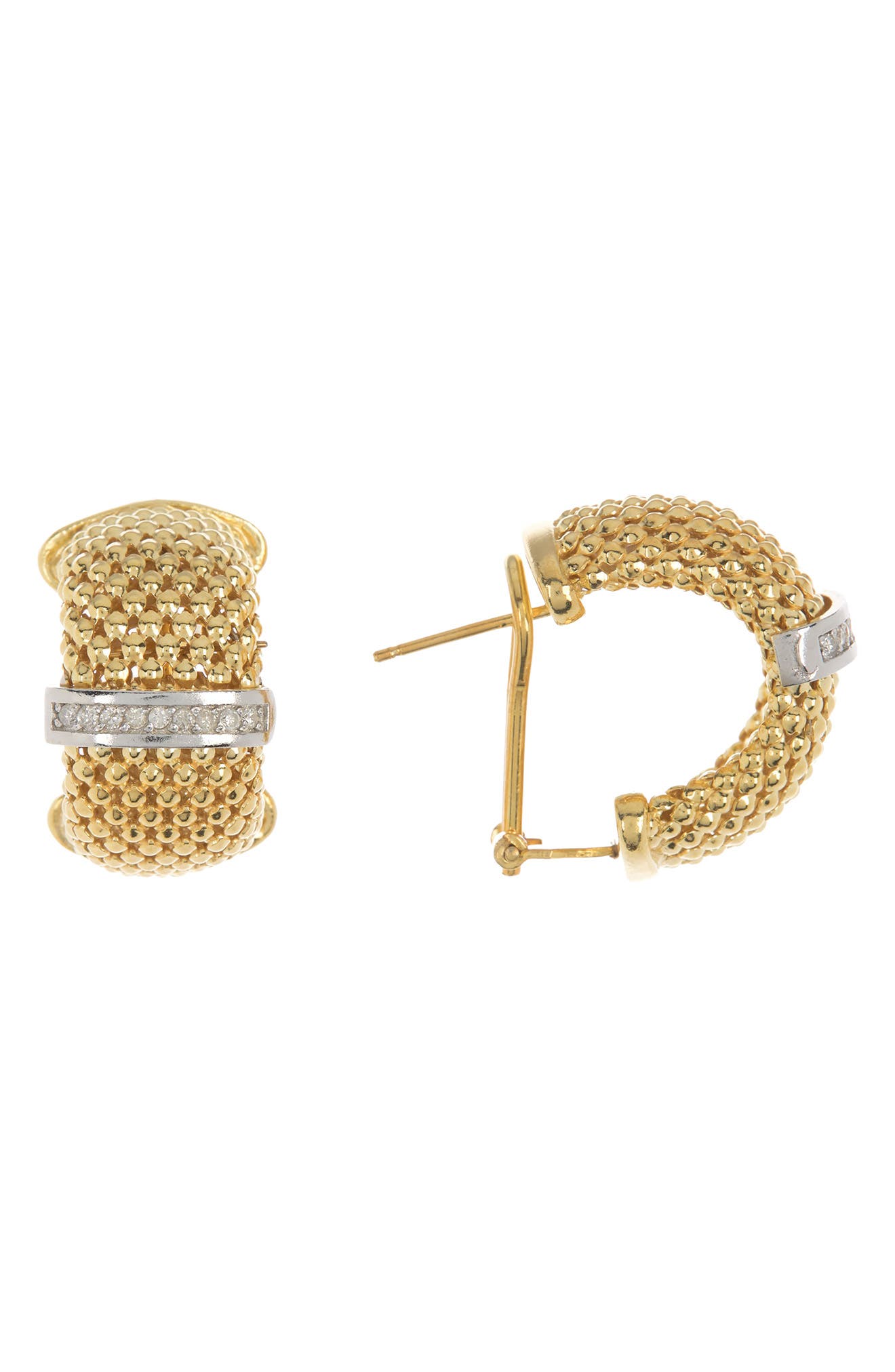 Meshmerise Diamond Mesh French Clip Earrings In Yellow