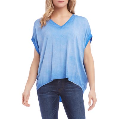Karen Kane Vintage Wash High/low Top, Blue