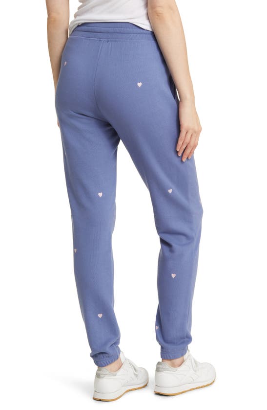 Shop Rails Kingston Star Embroidery Cotton Blend Joggers In Pink Periwinkle Hearts