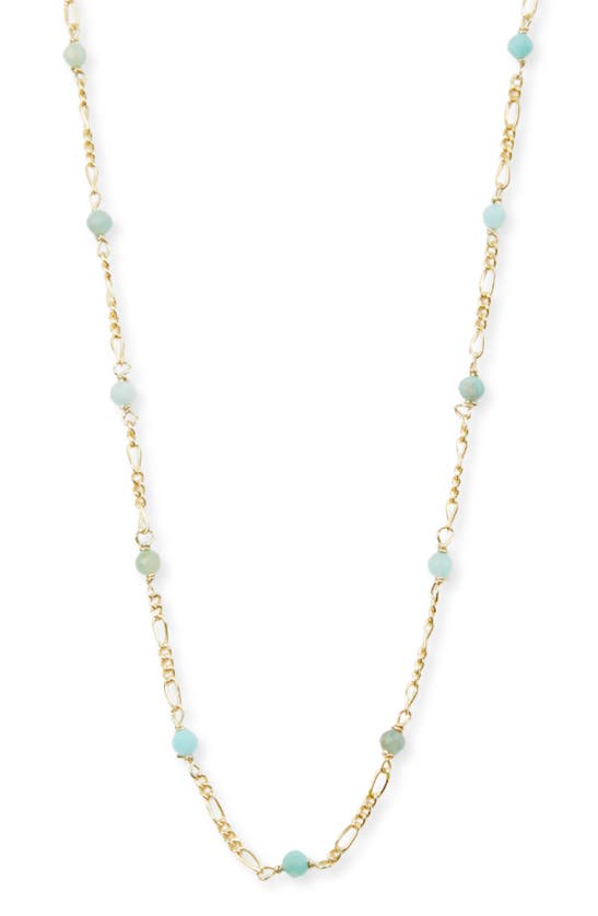 Shop Argento Vivo Sterling Silver Amazonite Figaro Chain Necklace In Gold