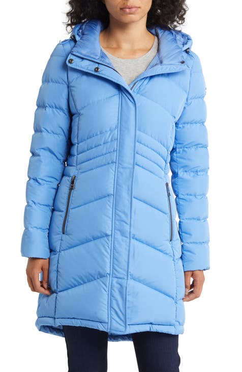 WATER-REPELLENT FEATHER AND DOWN PUFFER JACKET - Blue