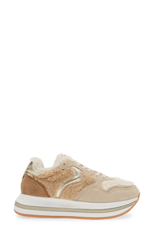 Voile Blanche Melany Faux Shearling Sneaker In Beige