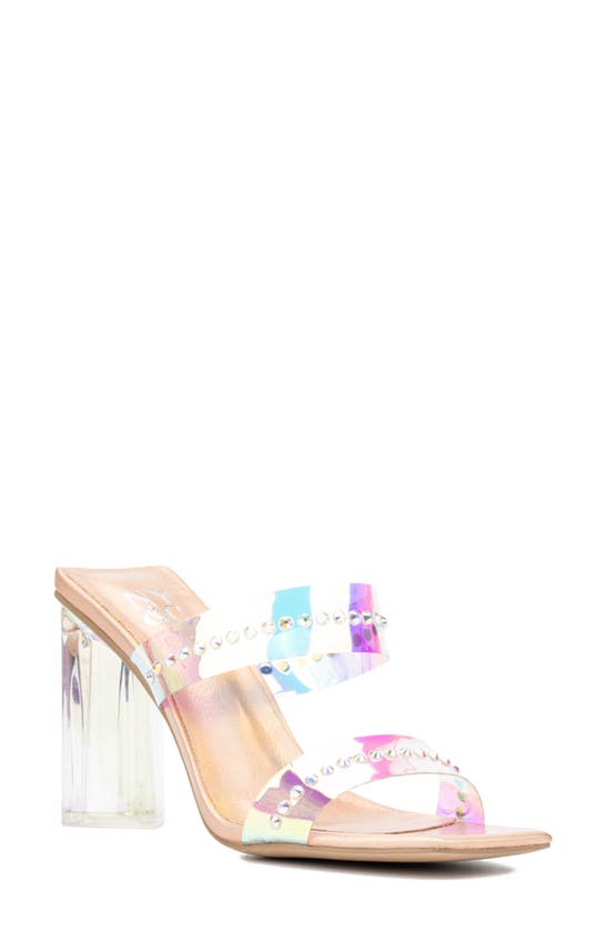 New York And Company Zeta Embellished Heeled Sandal In Clear Multi