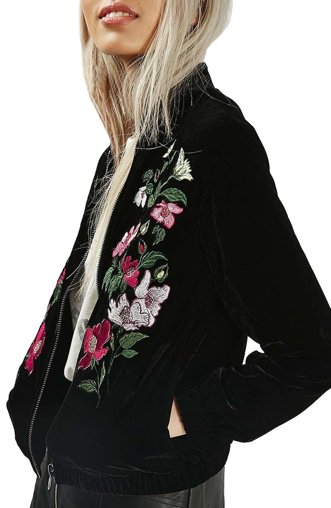 Floral Embroidered Velvet Bomber Jacket Nordstrom