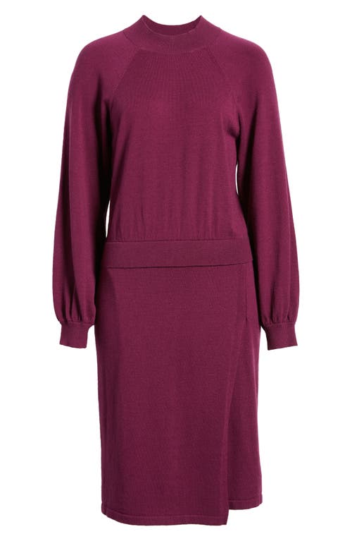 Sam Edelman Two-piece Look Long Sleeve Sweater Dress In Berry