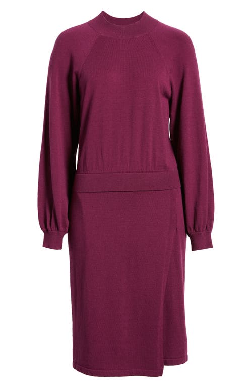 Shop Sam Edelman Two-piece Look Long Sleeve Sweater Dress In Berry