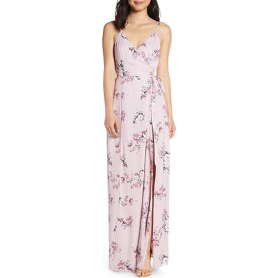 Wayf The Angelina Slit Wrap Gown, Pink