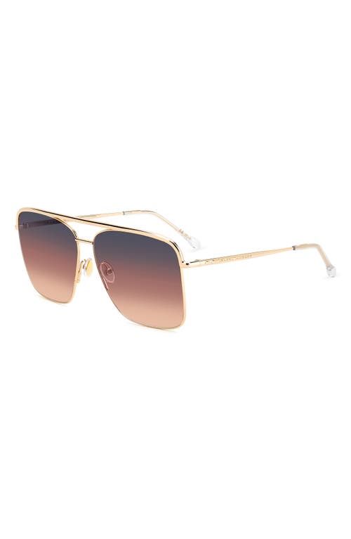 Isabel Marant Wild Metal 62mm Gradient Oversize Rectangular Sunglasses In Rose Gold/grey Pink