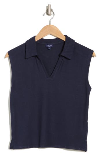Splendid Lyon Sleeveless Polo Sweater In Navy
