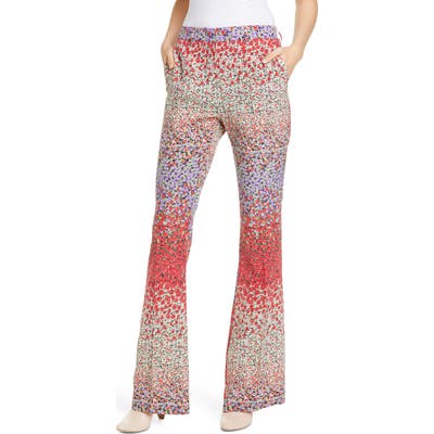 Etro Degrade Floral Print Silk Flare Pants, US - Red