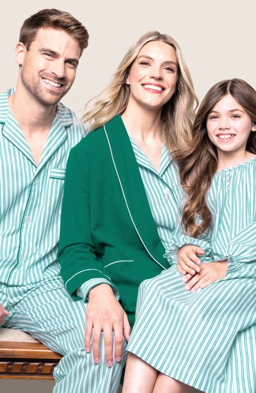 Shop Petite Plume Ticking Stripe Cotton Twill Pajamas In Green